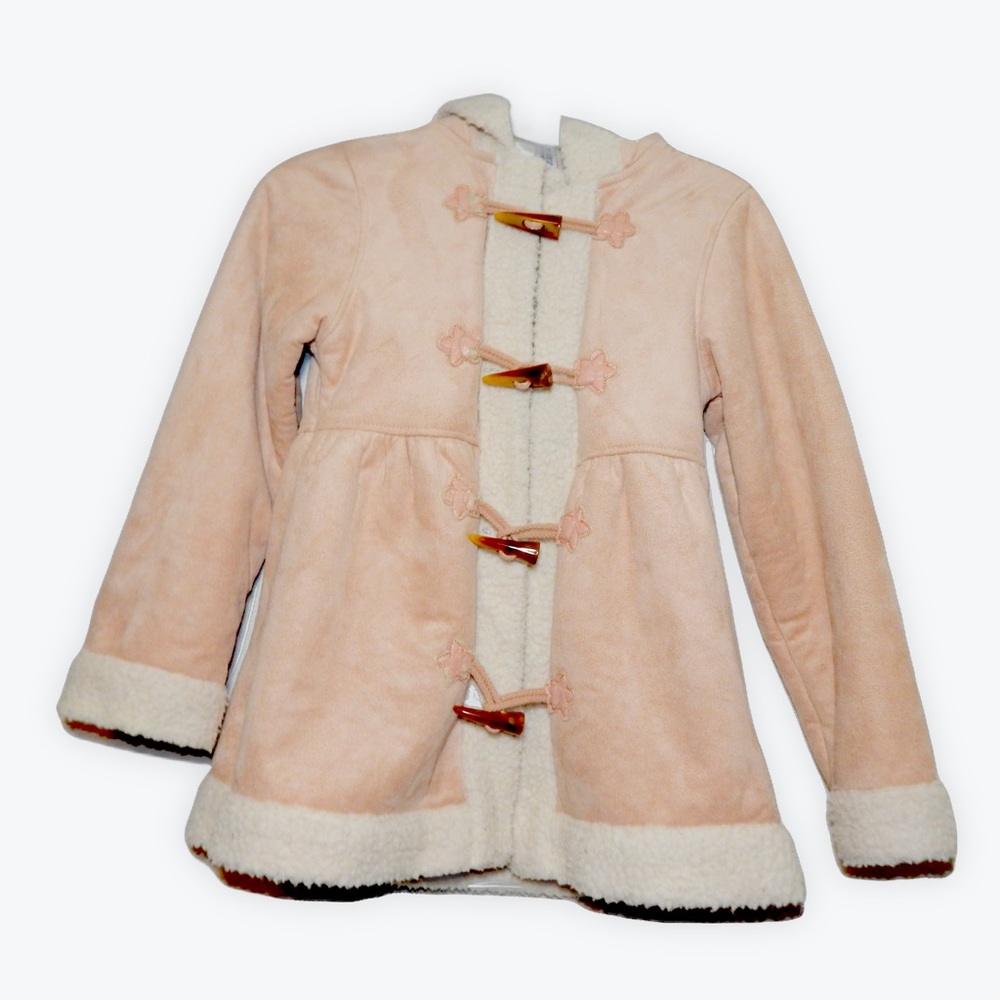 Stylish Pink Toggle Coat with White Trim